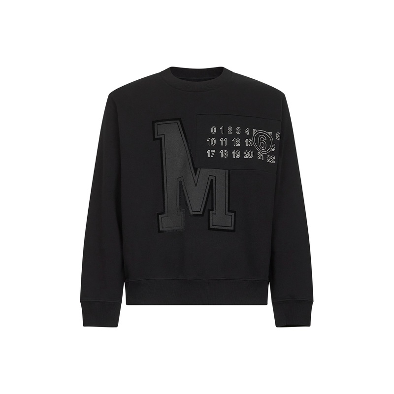 Black cotton MM6 numeric signature sweatshirt