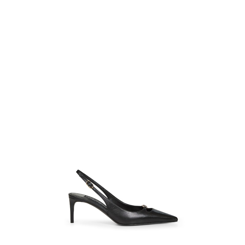 Black goatskin Lollo slingback