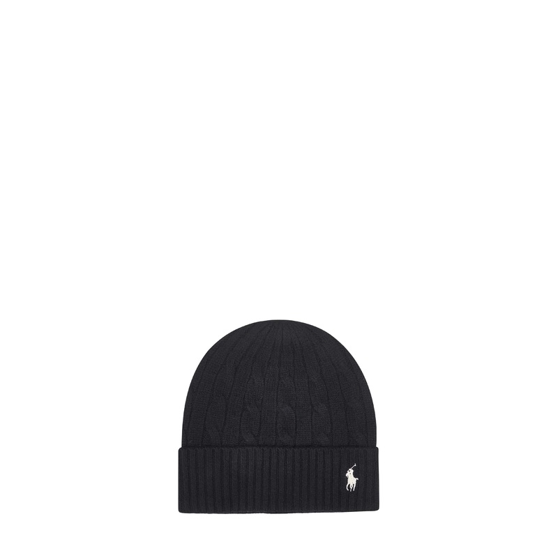 Black cable-knit wool and cashmere beanie
