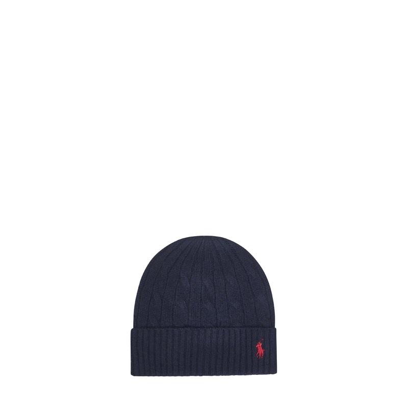 Blue cable-knit wool and cashmere beanie