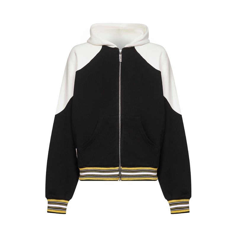 Black cotton Giulio zip-up hoodie