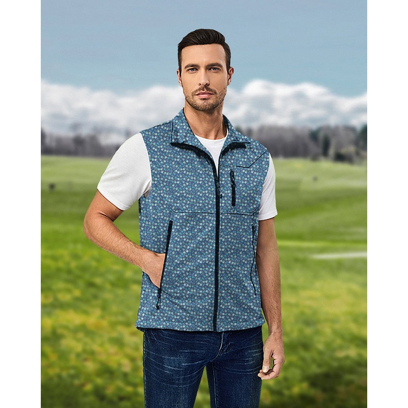 Men’s Navy blue Clover Lightweight Softshell Vest Sleeveless Jacket for Golf