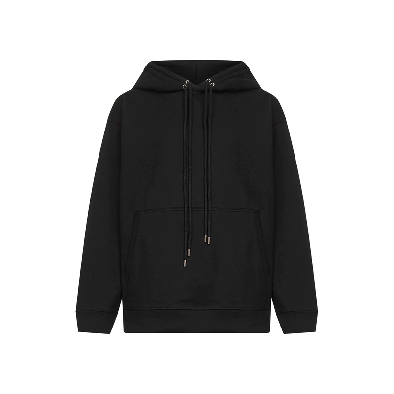 Black cotton loose-fit hoodie|S|M|L|XL