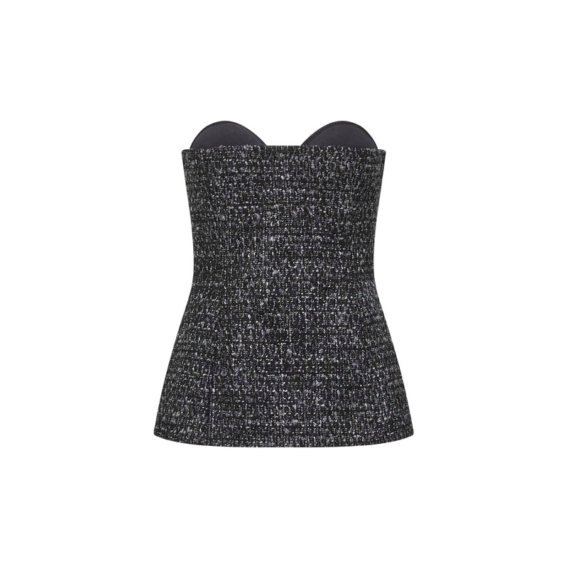 Black melange boucl T-Orset corset top