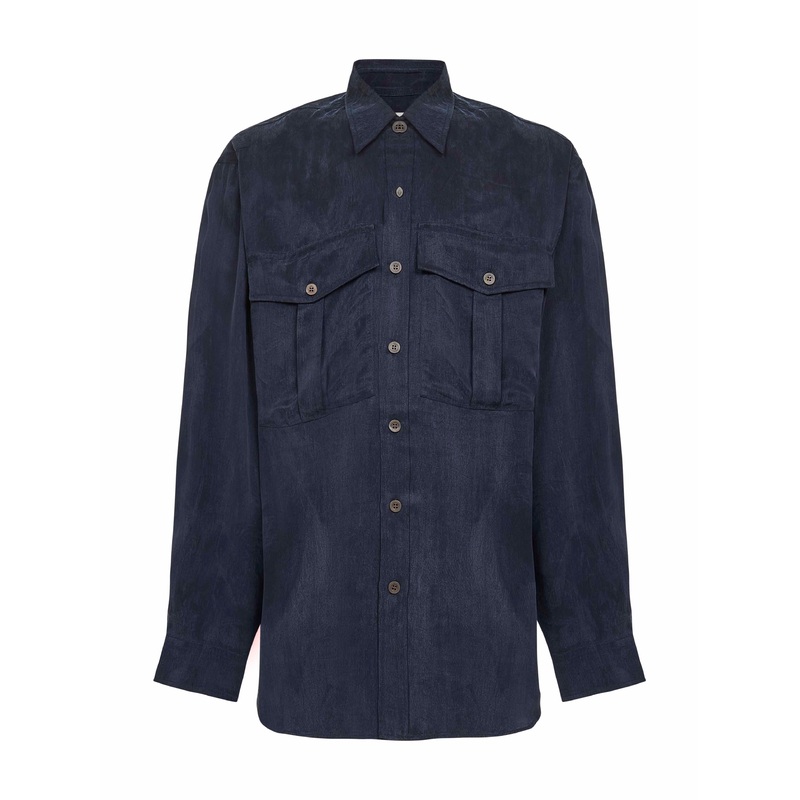 Blue cupro oversized shirt|S|M