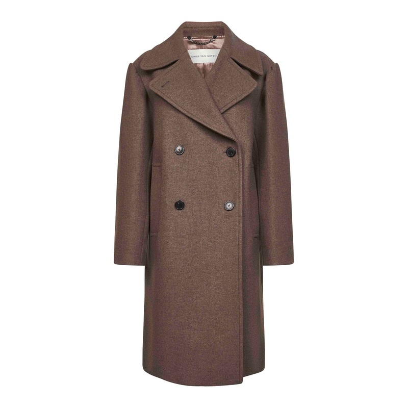 Brown wool blend double-breasted coat