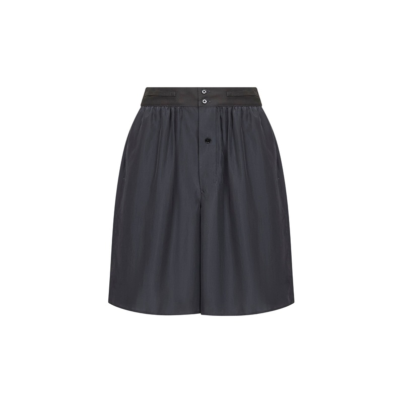 Grey silk pongee shorts|34|36