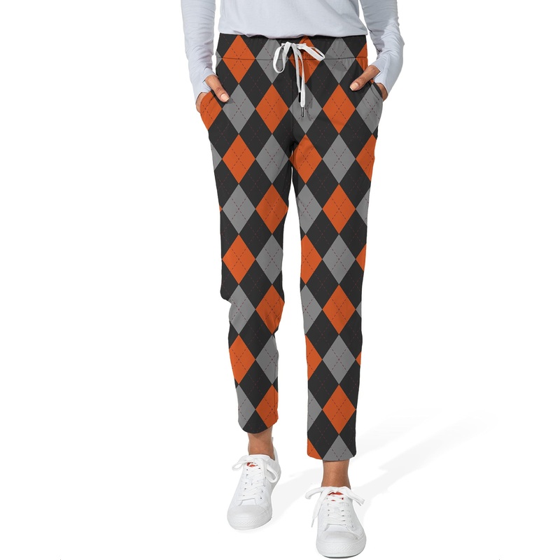 Halloween Black Red Argyle Women’s 7/8 Stretch Ankle Golf Pants