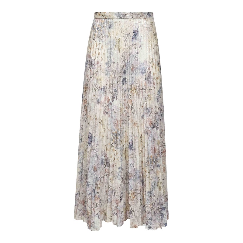 Journey long pleated skirt with floral print and sequins