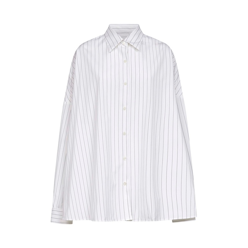 White striped cotton cocoon shirt
