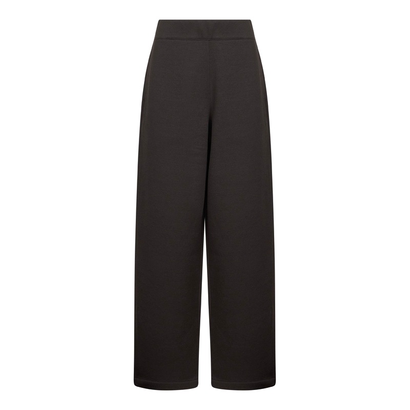 Brown cotton fleece relaxed large trousers