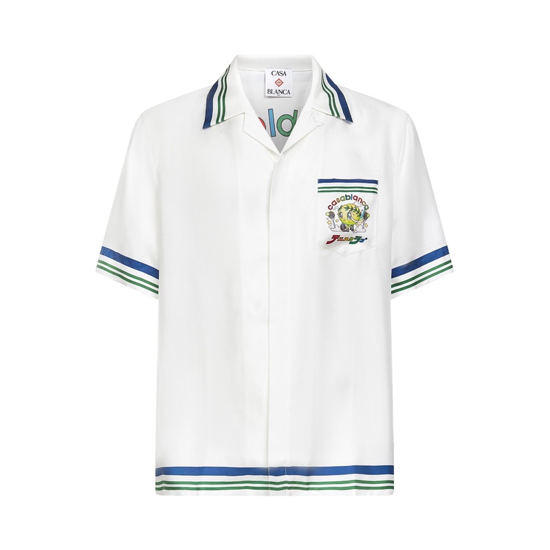 White silk twill Tennis Mascot shirt