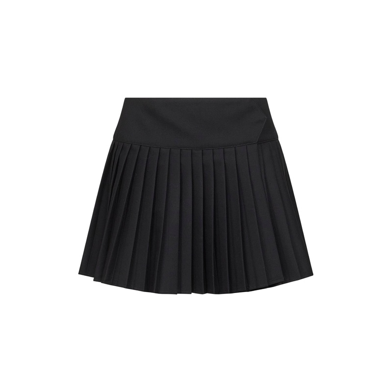 Black gabardine Big Bookish pleated mini skirt