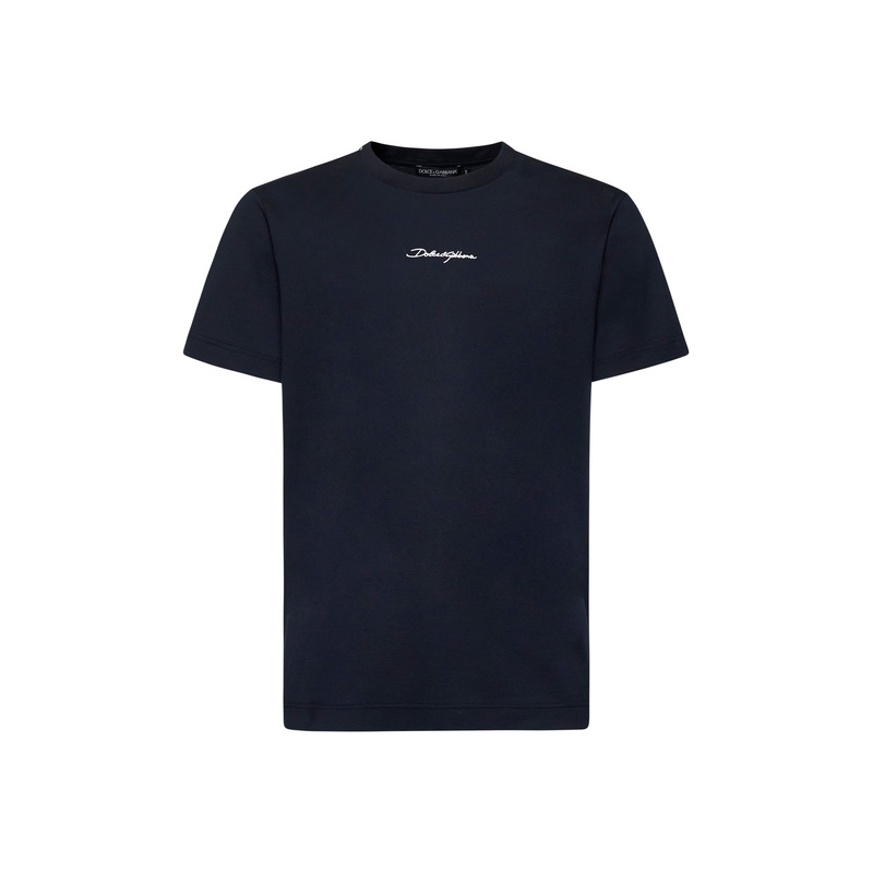 Blue cotton embroidered T-shirt