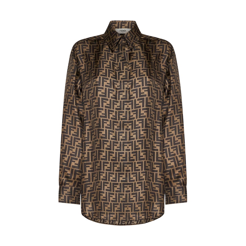 Brown FF silk shirt|36|38|40|42|44