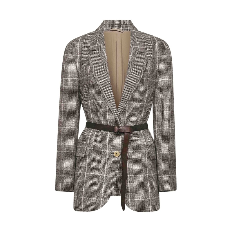 Brown prince of Wales belted blazer