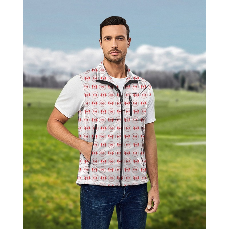 Men’s Circle Canada Maple Leaves Lightweight Softshell Vest Sleeveless Jacket for Golf Windproof Waterproof