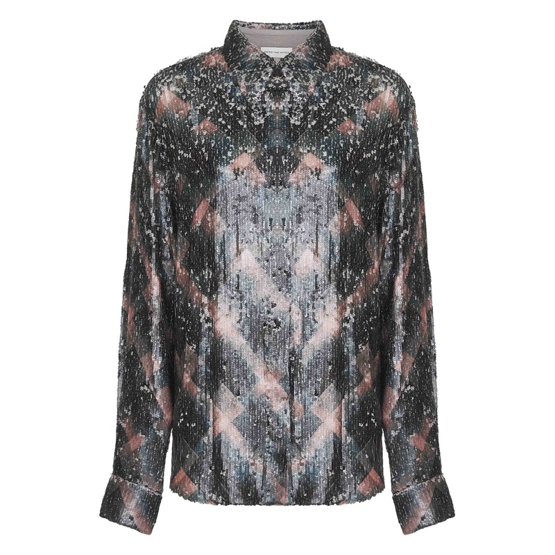 Spray-Painted Check sequin shirt