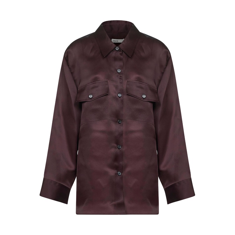 Brown compact organza Matteo shirt