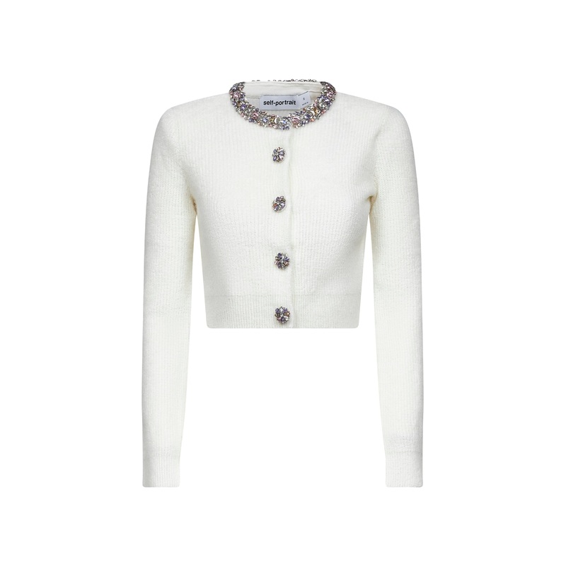 Cream alpaca blend knit cardigan