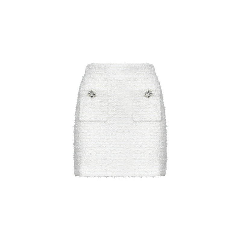 Cream boucl knit miniskirt|XS|S|M