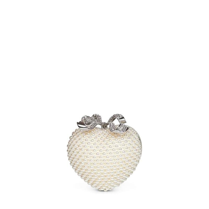 Cream Pearl Heart clutch bag|PZ