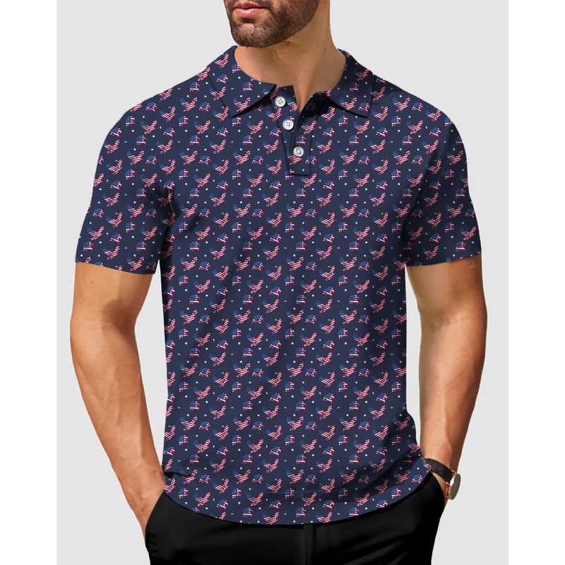 Men’s eagle American flag Golf Polo US In Stock