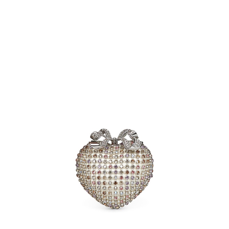 Multicolor Multi-Crystal Heart clutch bag