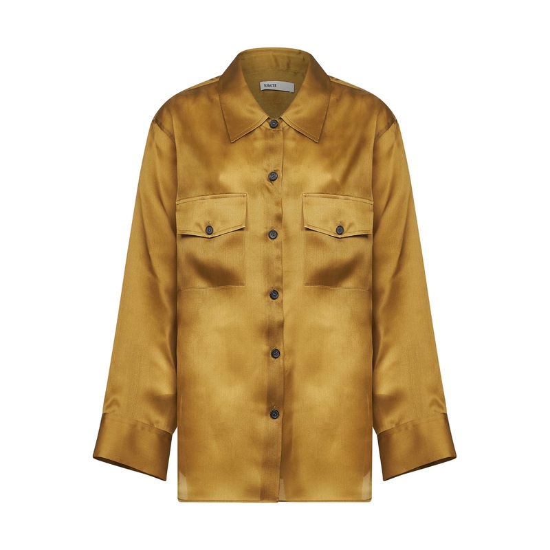 Ocher compact organza Matteo shirt