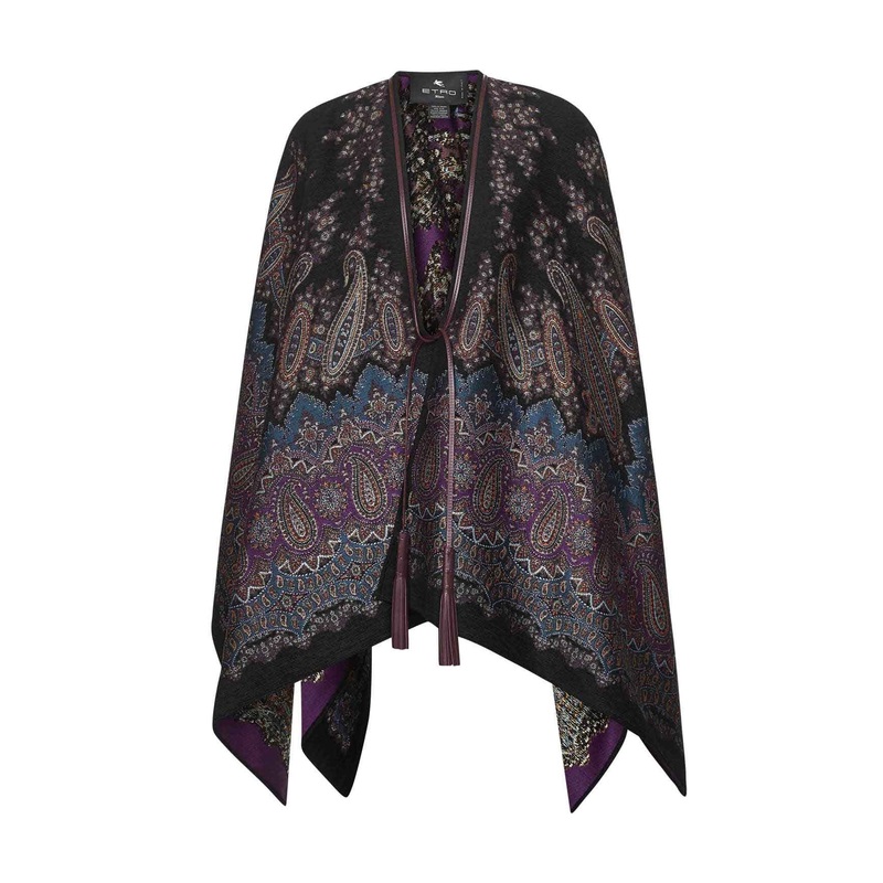 Paisley jacquard pattern chenille cape
