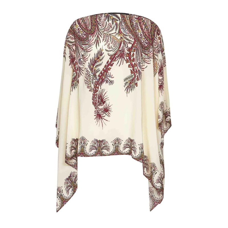 Paisley print silk crpe de Chine poncho top
