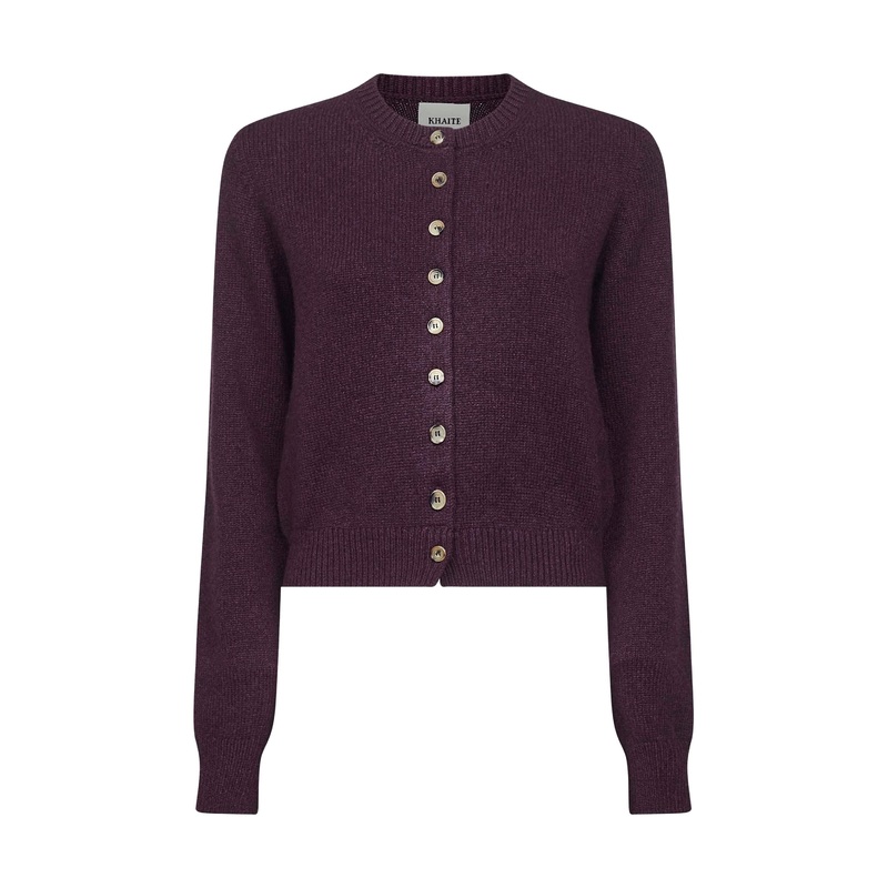Plum cashmere knit Everheart cardigan