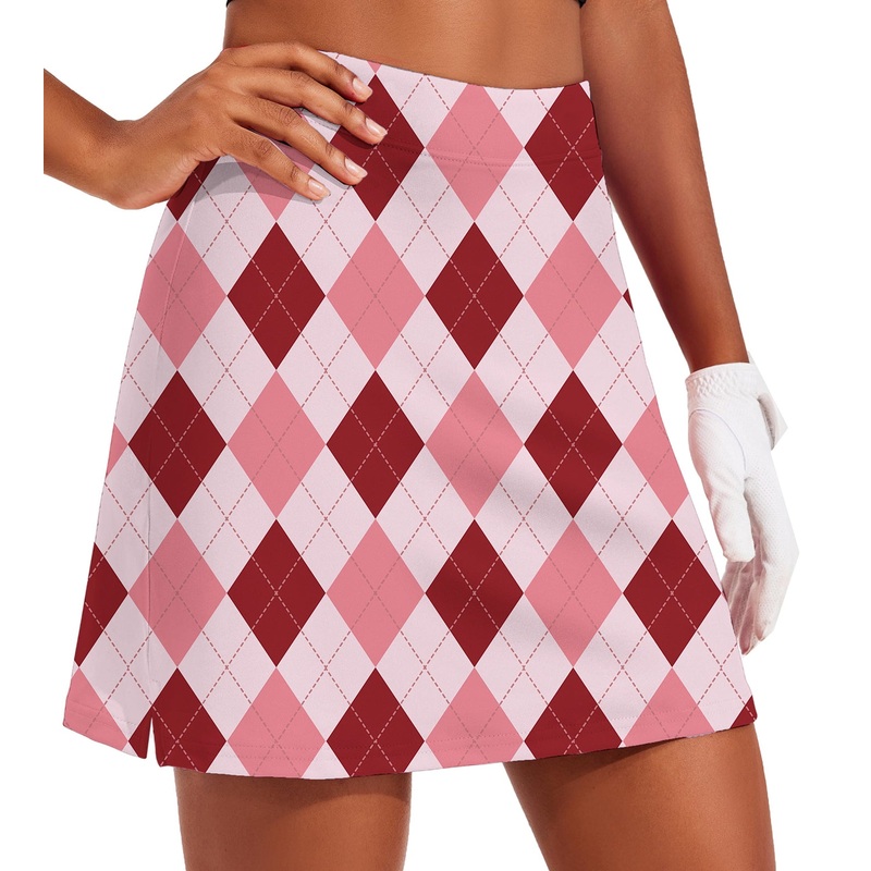 Women’s pink Argyle Golf Skirts Inner Shorts Pocket