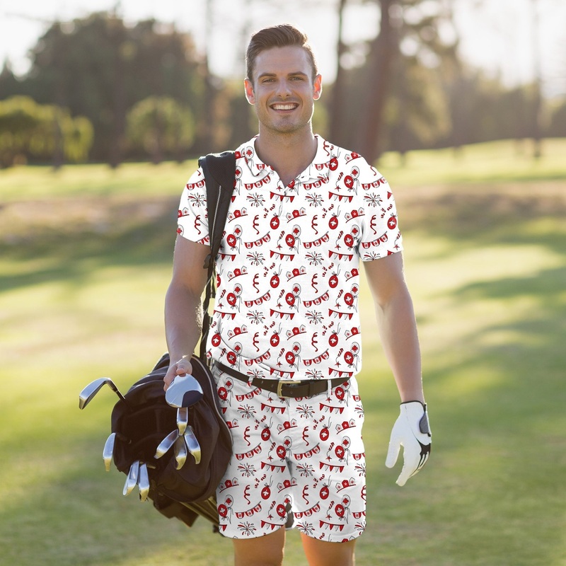Men’s Golf Set Polo+Shorts Canadian Flag Celebration