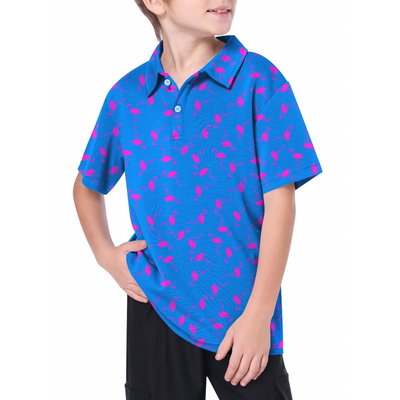Youth Blue flamingo Golf Polo|13Y|14Y|8Y|10Y|11Y|12Y|16Y