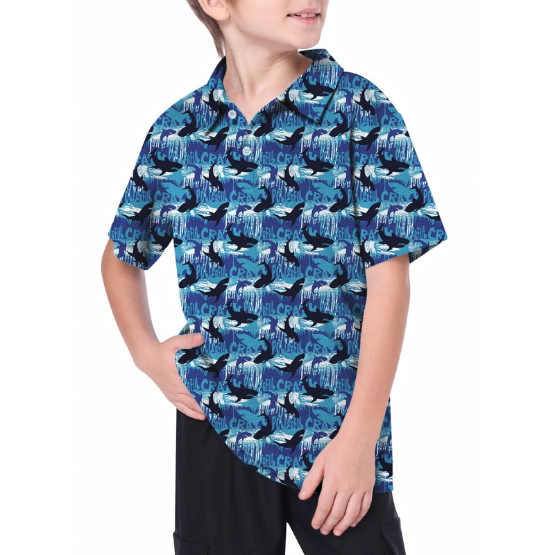 Youth blue shark Golf Polo|13Y|14Y|8Y|10Y|11Y|12Y|16Y
