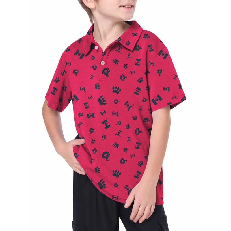 Youth Canadian Flag Paw Golf Polo