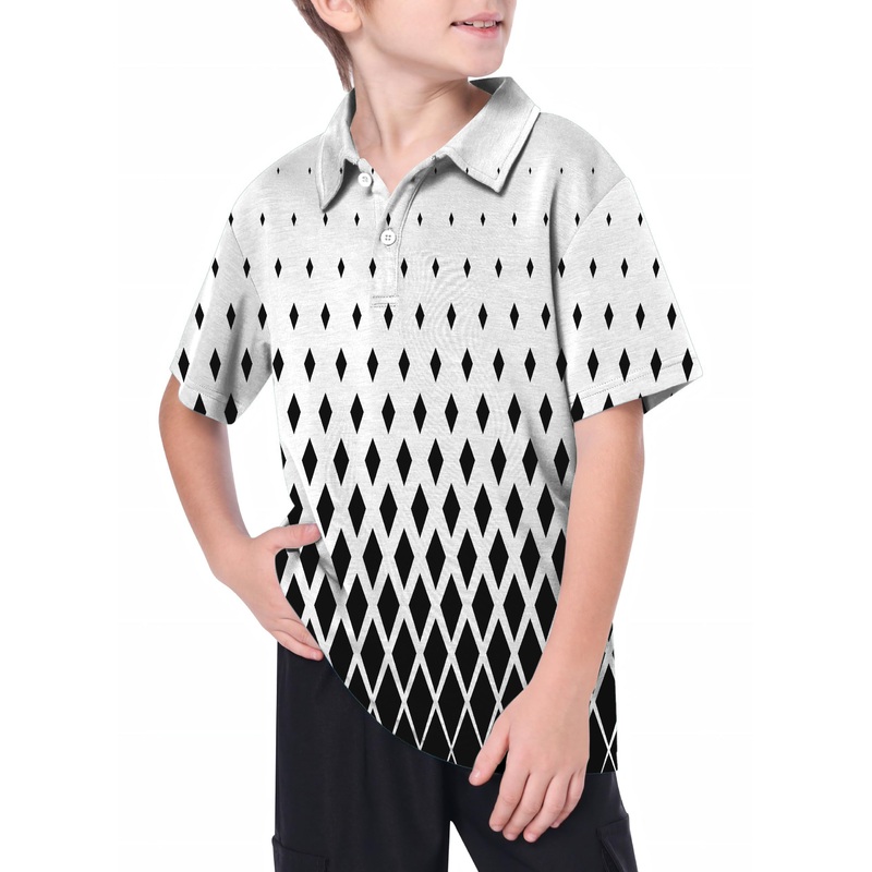 Youth White Black Gradient Golf Polo