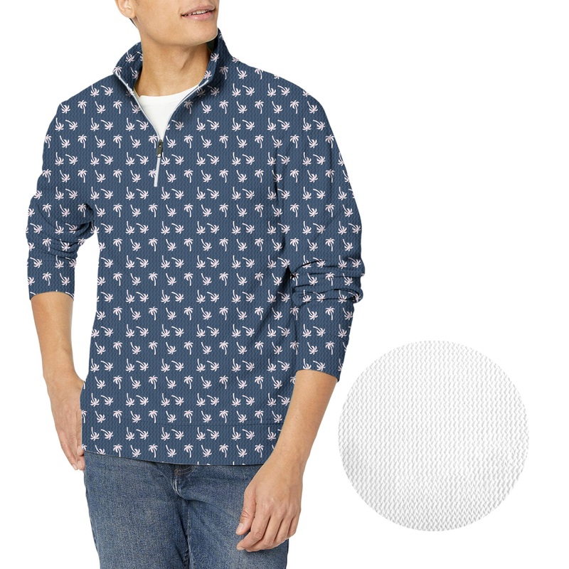 Beachin’ Pink Palms-Men’s Golf Waffle Zipper Pullover