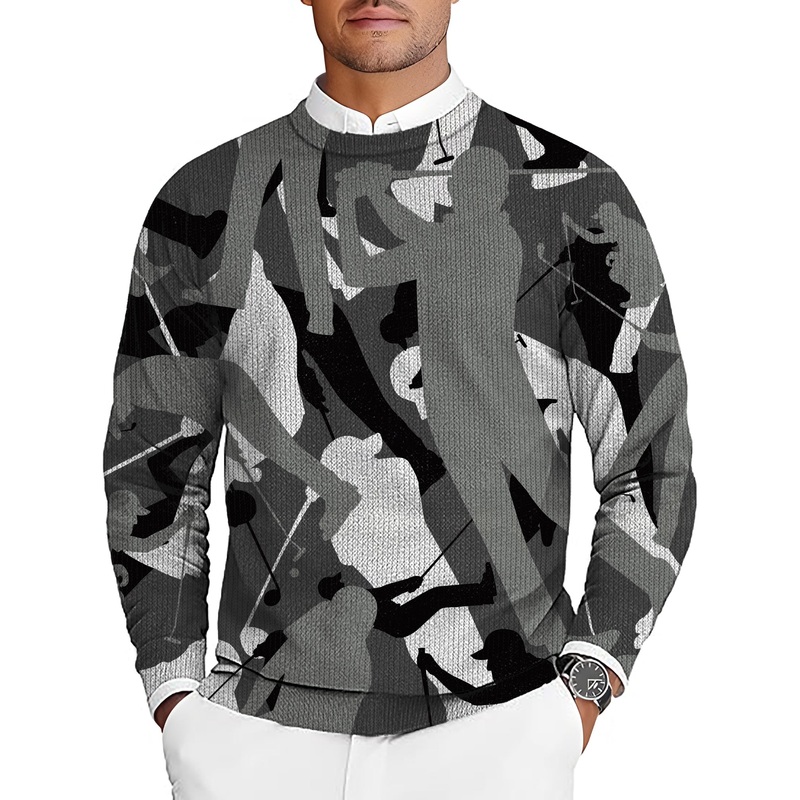 Black And White Golf Men’s Golf Crewneck Pullover Sweaters Ugly Sweater