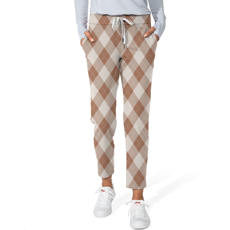 brown Argyle-Women’s 7/8 Stretch Ankle Golf Pants