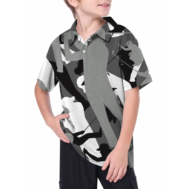 Youth Black And White Golf Golf Polo