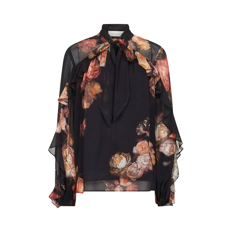 Black floral print viscose Hypnotic blouse