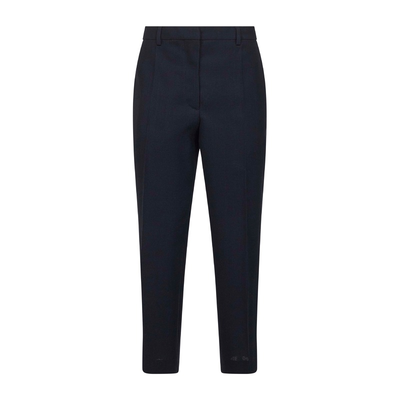 Blue virgin wool rush stitch trousers