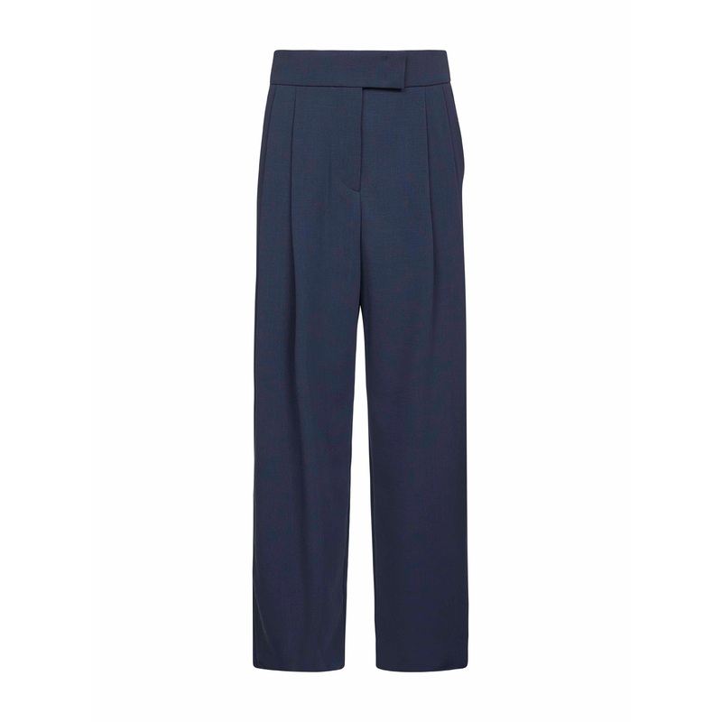 Blue virgin wool two-pleats trousers