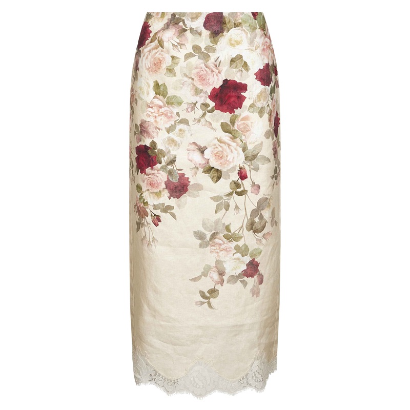 Cream Cascade print Hypnotic pencil skirt