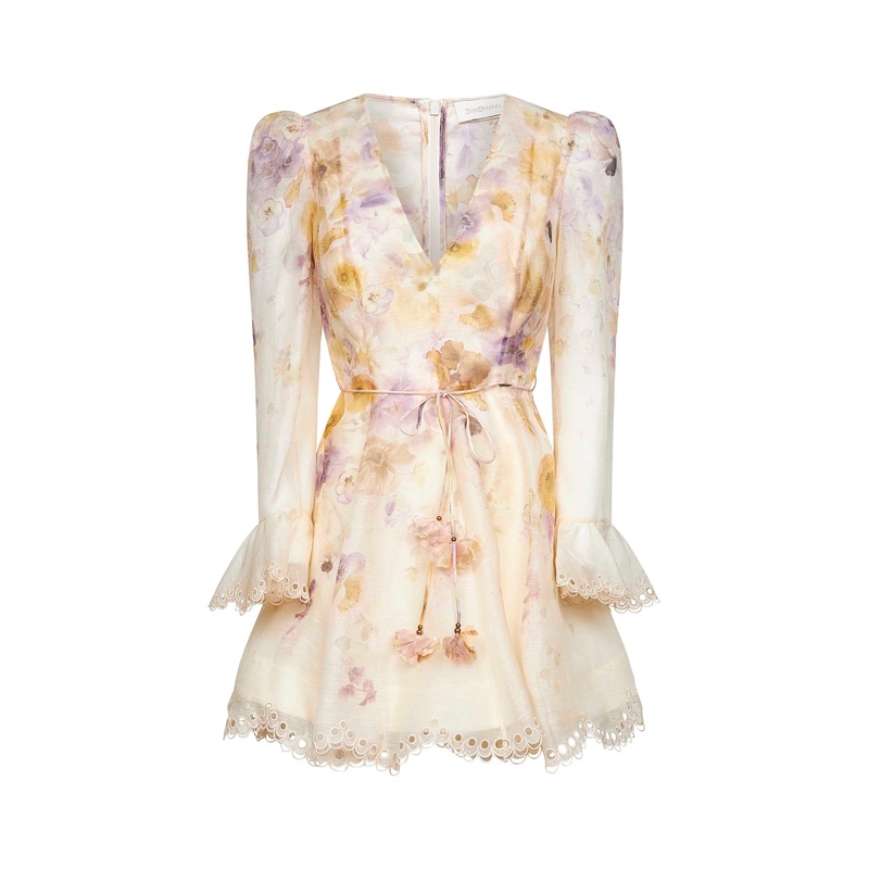 Pansy Floral linen and silk Memento mini dress