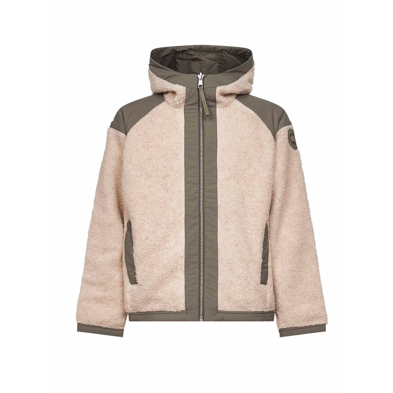 Beige fleece Alberni reversible bomber jacket