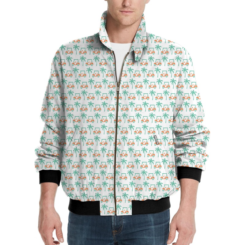 Palm trees and golf carts-Men’s Golf Windbreaker Light Jacket