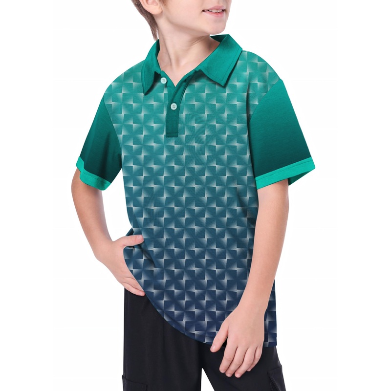 Youth Cyan Gradient Custom Sport Team Competition Uniforms Golf Polo